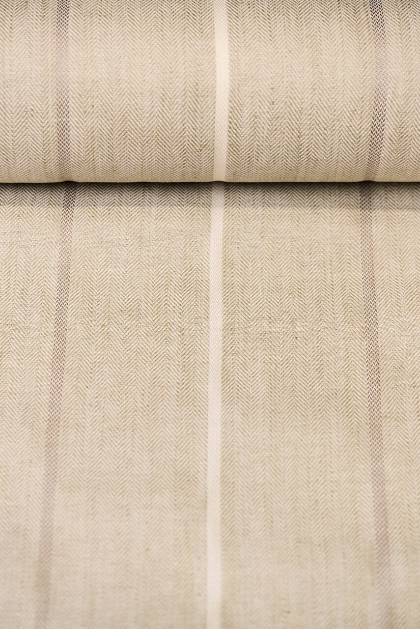 1 Yard Elegant Flax Herringbone Stripe Linen Natural Apparel Fabric 54" Width